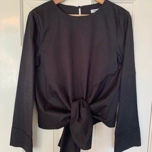 Stelen Black Cotton Tie-Front Blouse Size S